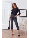 Denim pants with a mom belt, black, 0110 - Online store - Boutique